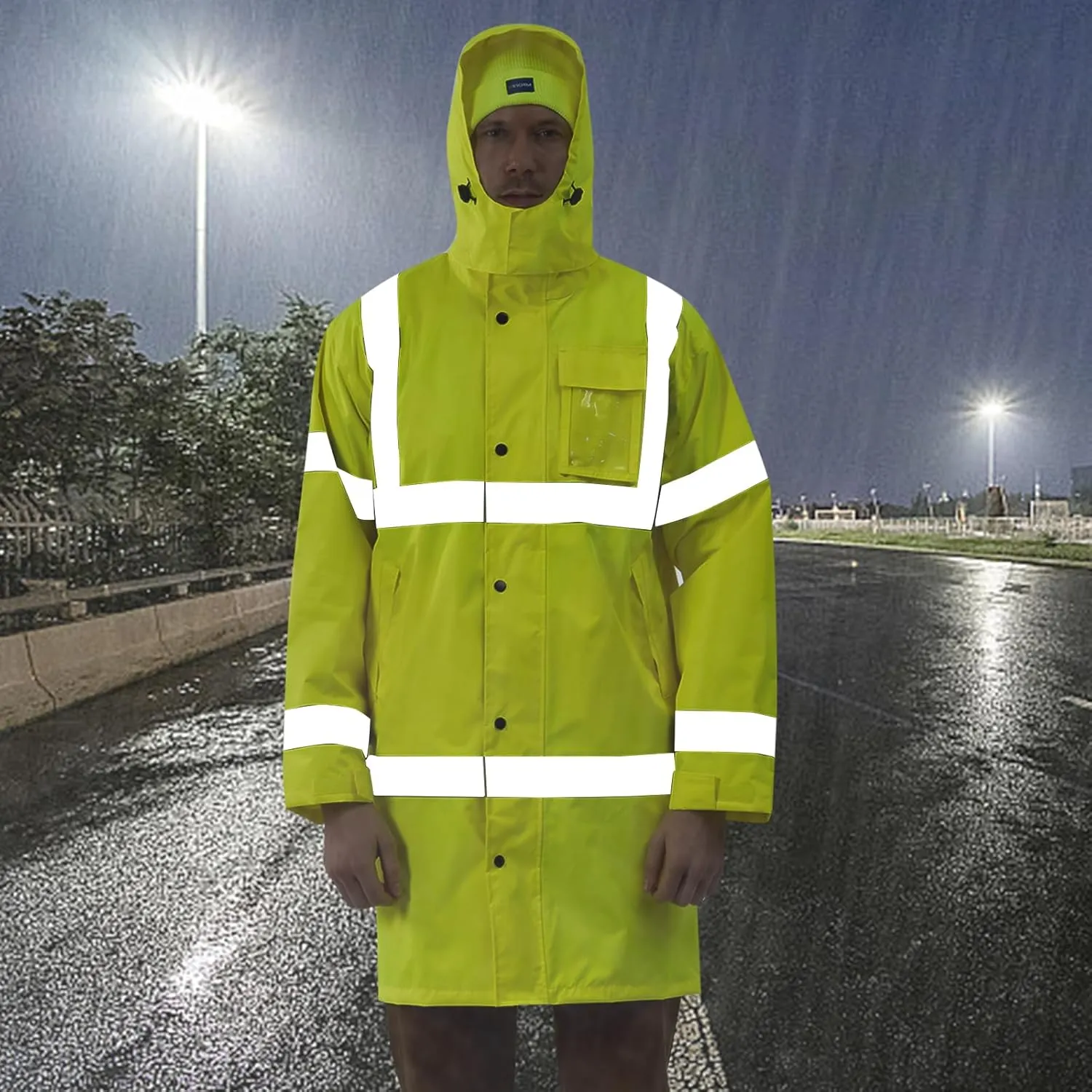 A-SAFETY High Vis Rain Jacket Trench Coat &Safety Rain Jacket RIVER OTTER Rain Bibs ANSI Class 3