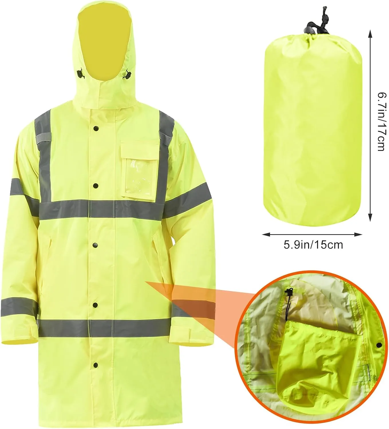 A-SAFETY High Vis Rain Jacket Trench Coat &Safety Rain Jacket RIVER OTTER Rain Bibs ANSI Class 3