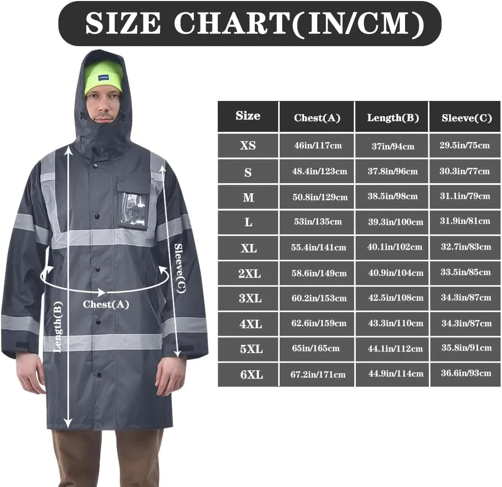 A-SAFETY High Vis Rain Jacket Trench Coat &Safety Rain Jacket RIVER OTTER Rain Bibs ANSI Class 3
