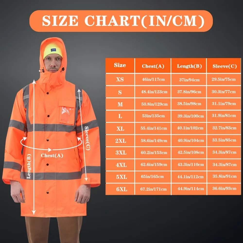 A-SAFETY High Vis Rain Jacket Trench Coat &Safety Rain Jacket RIVER OTTER Rain Bibs ANSI Class 3