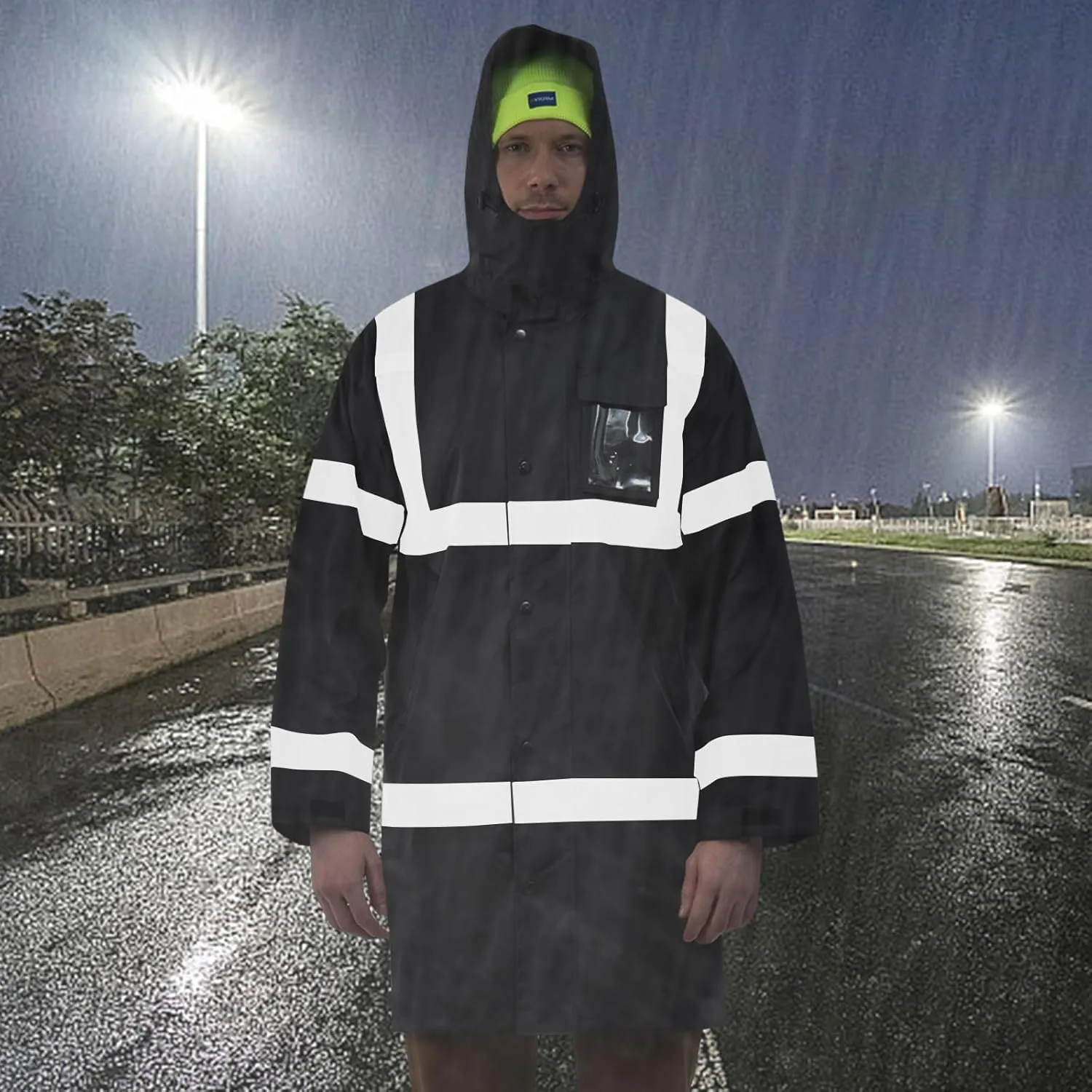 A-SAFETY High Vis Rain Jacket Trench Coat &Safety Rain Jacket RIVER OTTER Rain Bibs ANSI Class 3