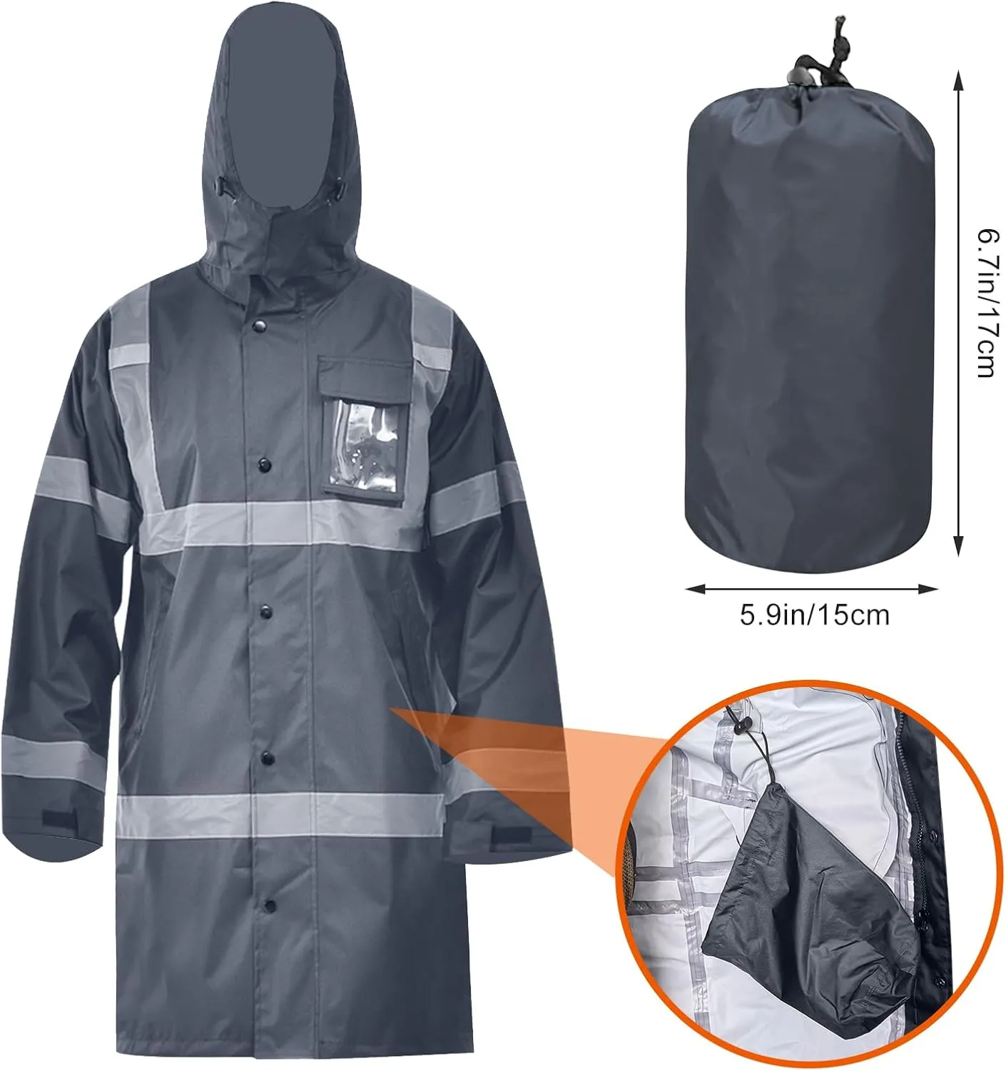 A-SAFETY High Vis Rain Jacket Trench Coat &Safety Rain Jacket RIVER OTTER Rain Bibs ANSI Class 3