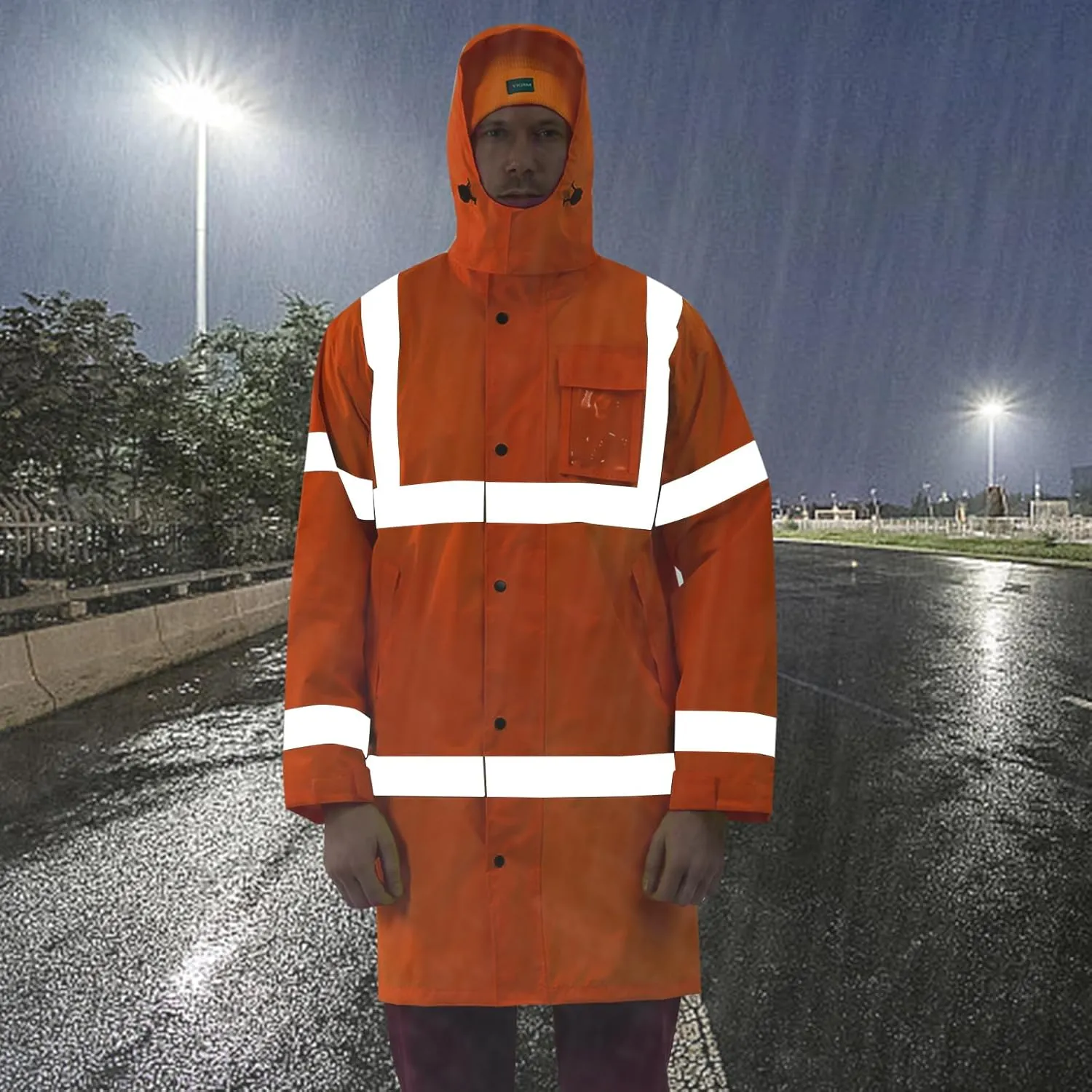A-SAFETY High Vis Rain Jacket Trench Coat &Safety Rain Jacket RIVER OTTER Rain Bibs ANSI Class 3