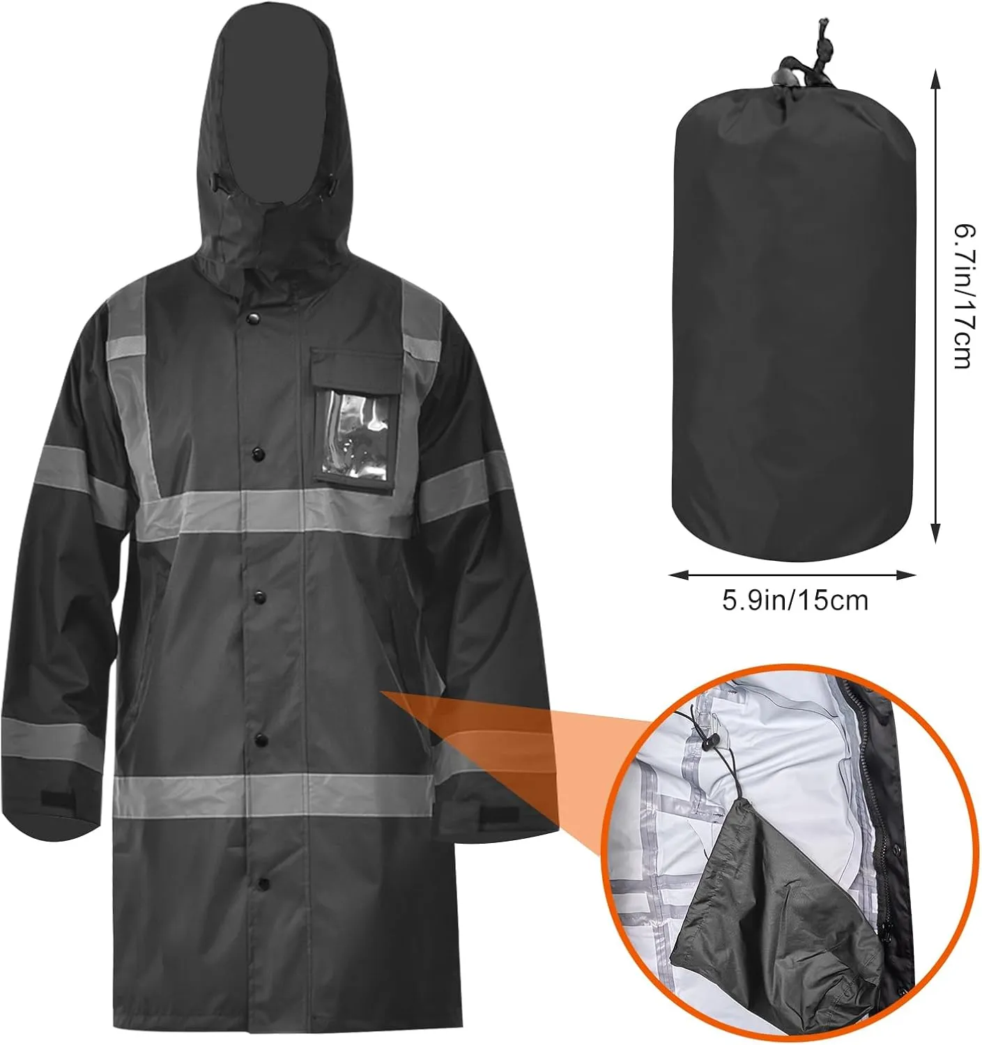 A-SAFETY High Vis Rain Jacket Trench Coat &Safety Rain Jacket RIVER OTTER Rain Bibs ANSI Class 3