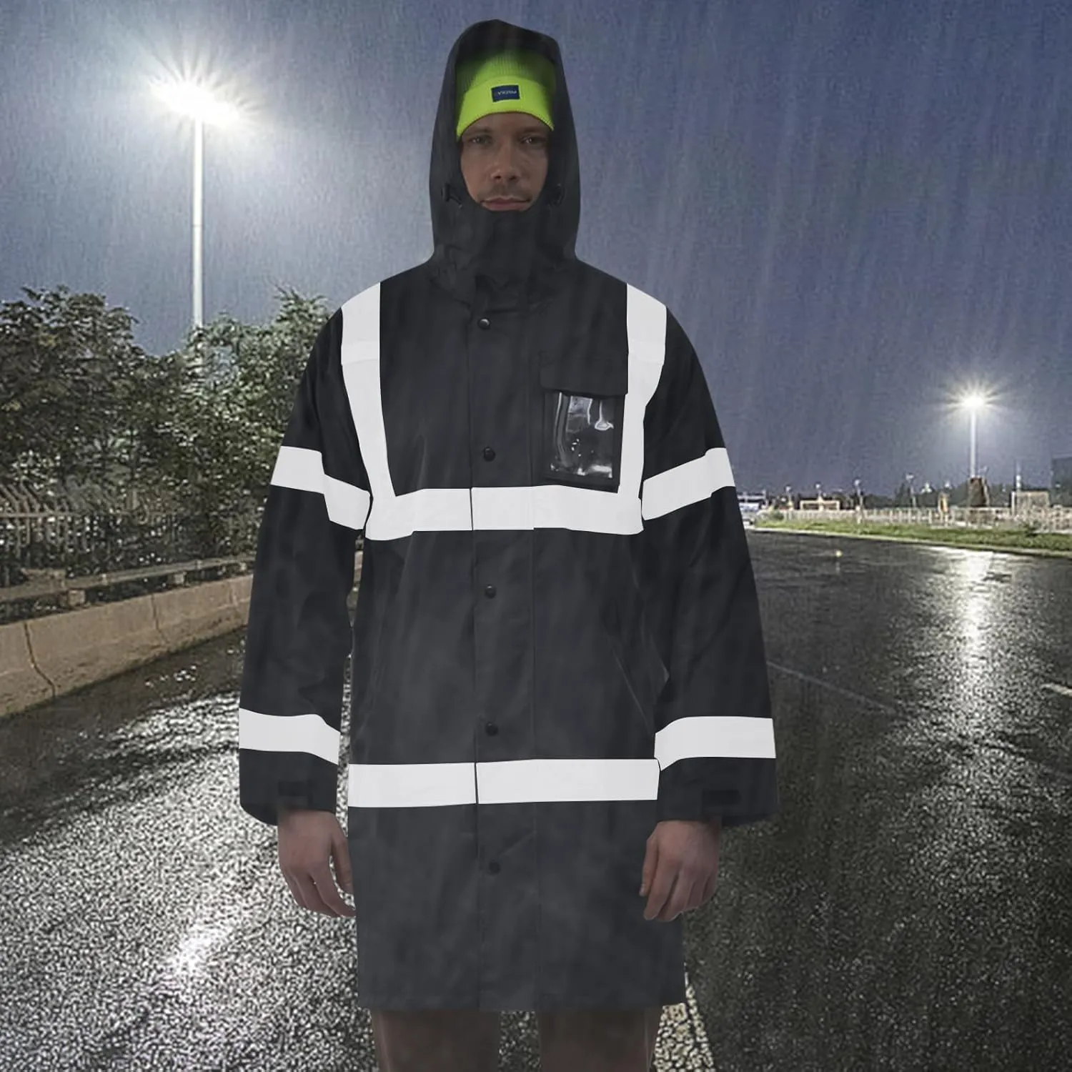 A-SAFETY High Vis Rain Jacket Trench Coat &Safety Rain Jacket RIVER OTTER Rain Bibs ANSI Class 3