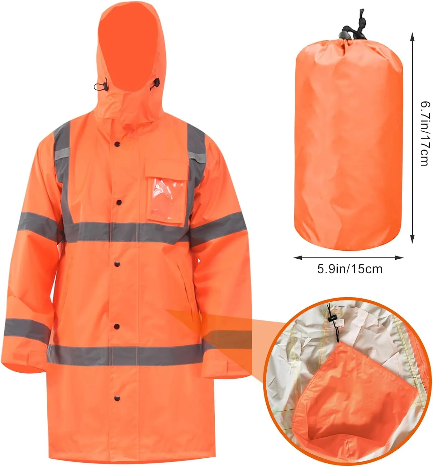A-SAFETY High Vis Rain Jacket Trench Coat &Safety Rain Jacket RIVER OTTER Rain Bibs ANSI Class 3