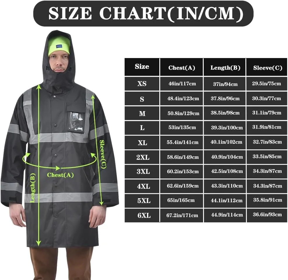A-SAFETY High Vis Rain Jacket Trench Coat &Safety Rain Jacket RIVER OTTER Rain Bibs ANSI Class 3