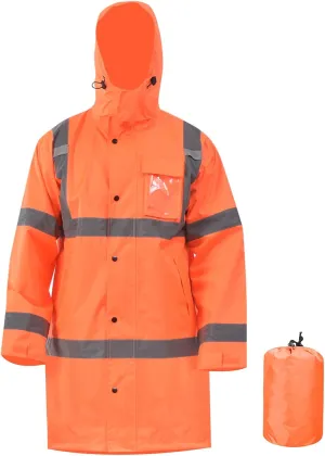 A-SAFETY High Vis Rain Jacket Trench Coat &Safety Rain Jacket RIVER OTTER Rain Bibs ANSI Class 3