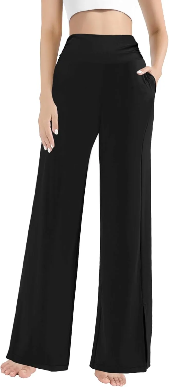 Afibi Women's Casual Loose Wide Leg Cozy Pants Yoga Sweatpants Comfy High Waisted Sports Athletic Lounge Pants with Pockets