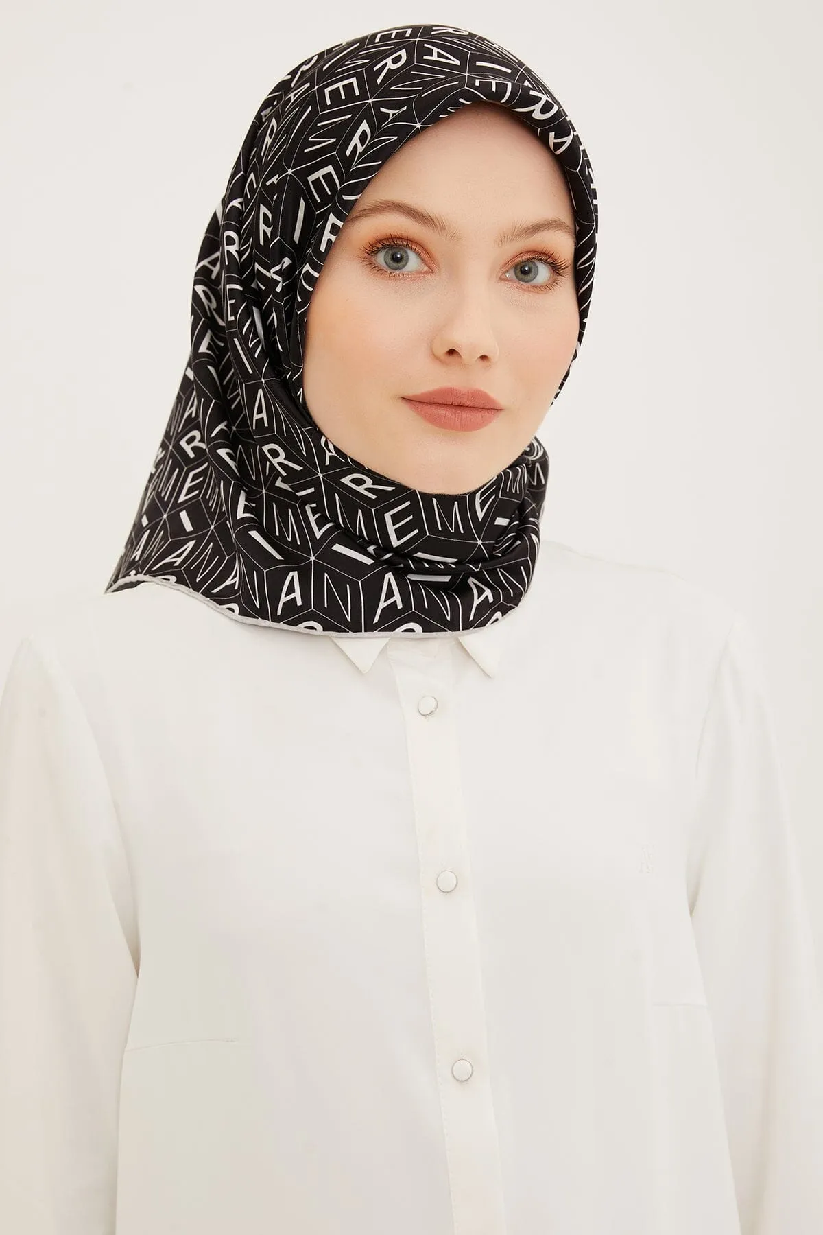 Armine Monogram Silk Hair Wrap #1