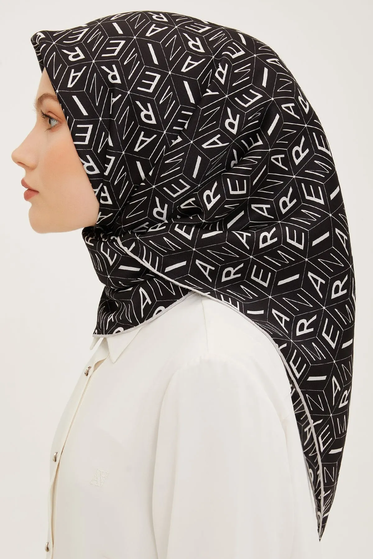 Armine Monogram Silk Hair Wrap #1