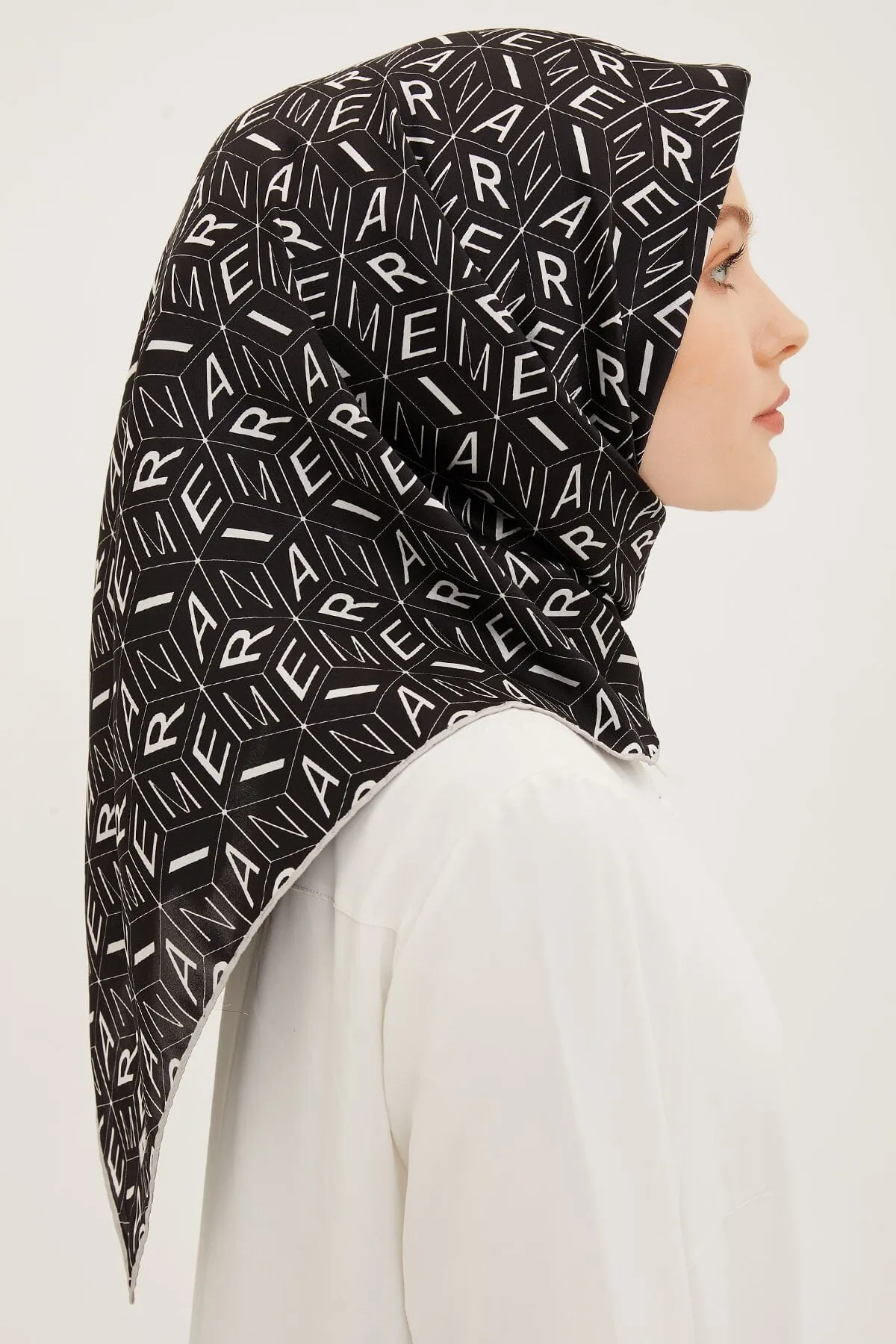 Armine Monogram Silk Hair Wrap #1