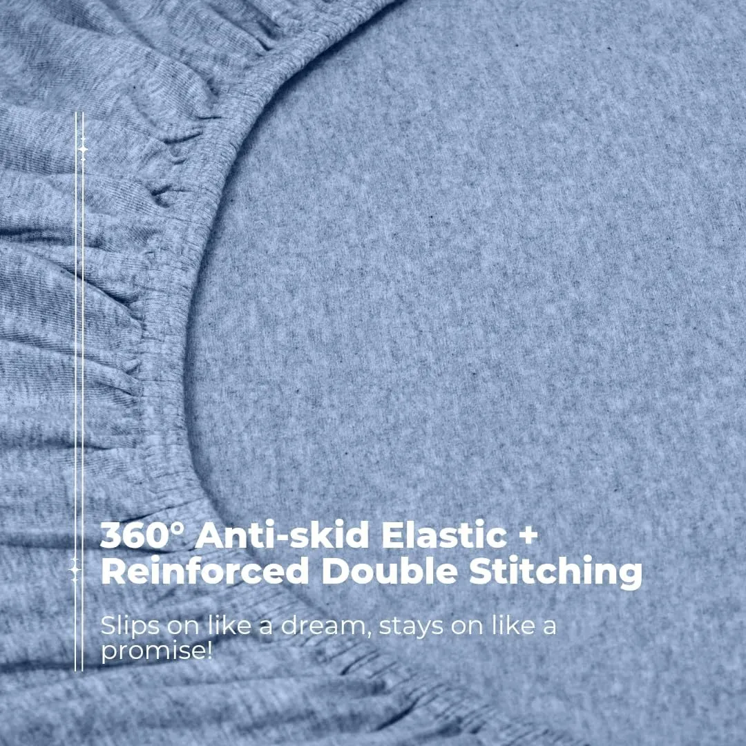 Briarwood Home Heather Knit Jersey Sheet Set  100% Organic Cotton, Deep Pockets, Non-Pilling, Cooling, Breathable, Super Soft & Stretchy T-Shirt Comfort (Aquarius Blue, Queen)