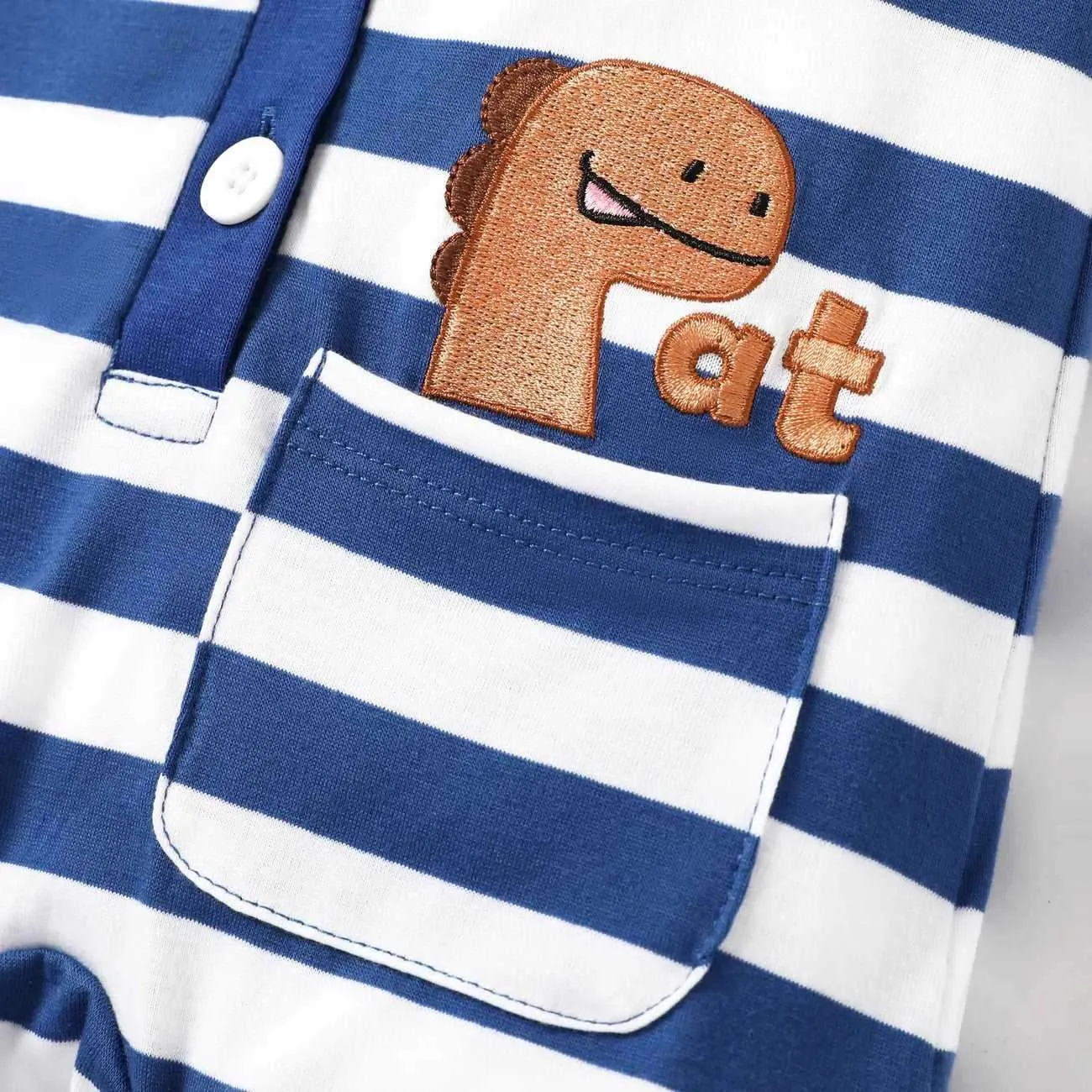 Childlike Dinosaur Pattern Secret Button Jumpsuit - Baby Boy