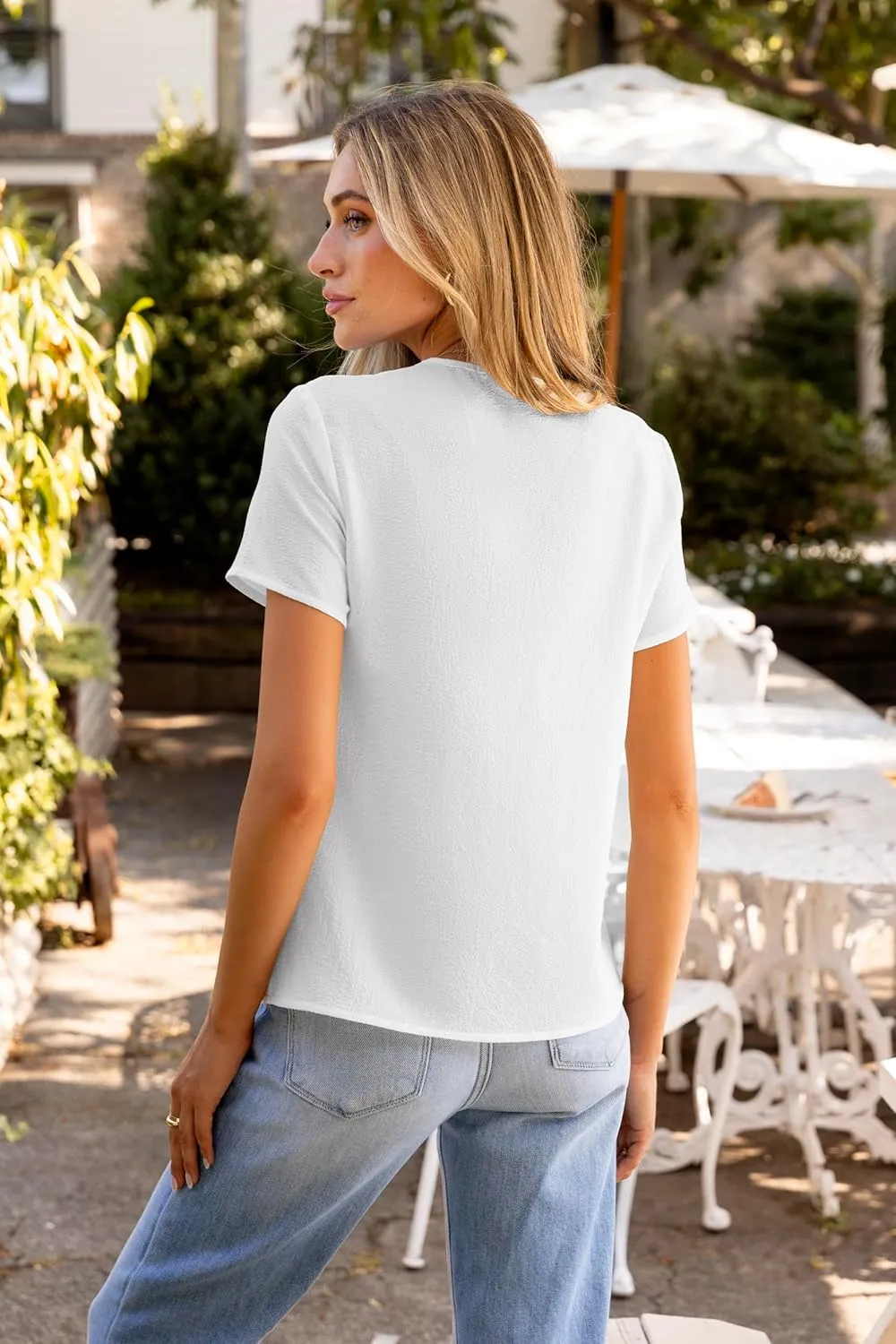 CUPSHE Women Summer Tops Short Sleeve Dressy Casual Business Work Blouses Office Shirts