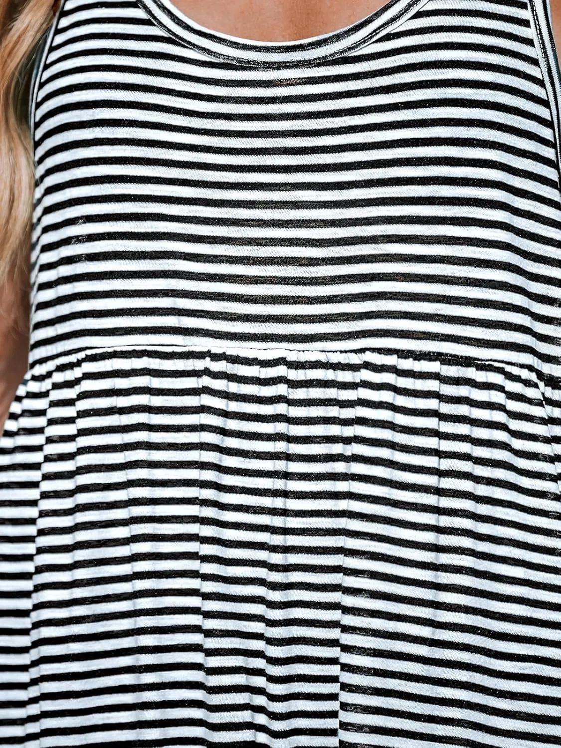 CUPSHE Women's Swimsuit Bathing Suit Coverup Sleeveless Stripes Racerback Beach Mini Dress