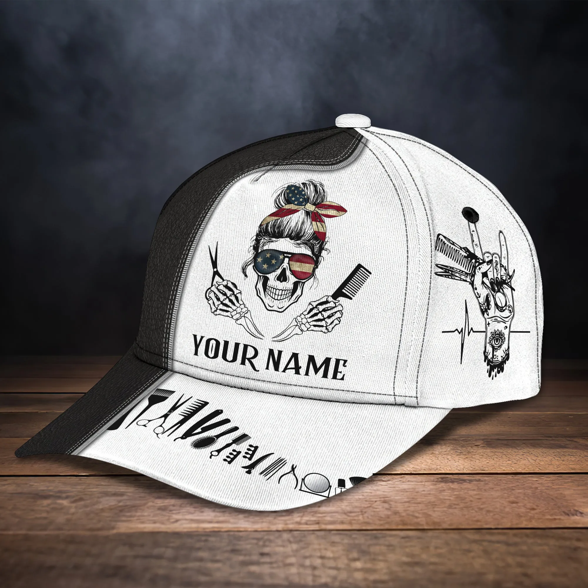 Custom With Name Hair hustle Classic Cap Hat For Barber, Barber Cap Hat For Men Women