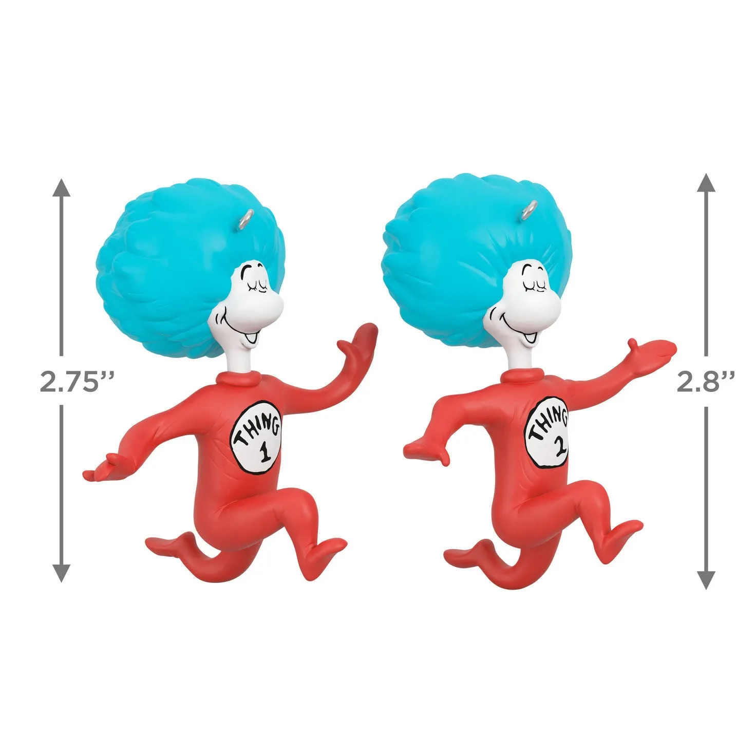 Dr. Seuss's The Cat in the Hat™ Thing One and Thing Two Ornaments, Set of 2 — 2024 Hallmark Keepsake Christmas Ornament