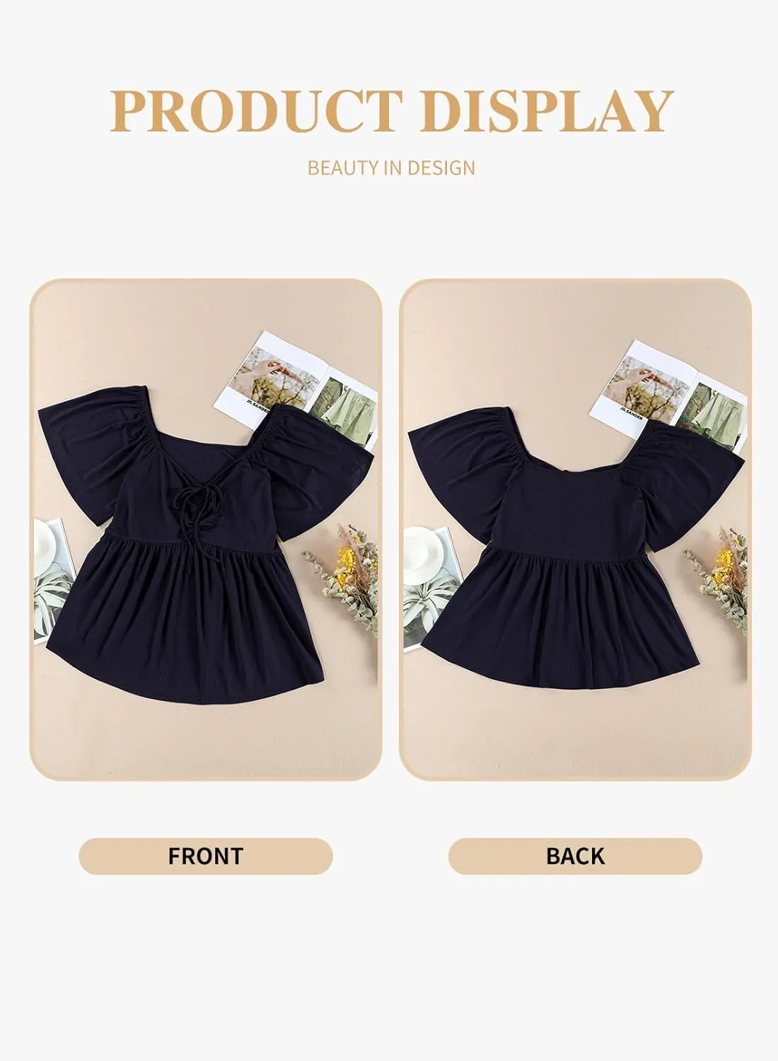 Eytino Women Plus Size Sweetheart Neck Short Sleeve Shirred Peplum Blouse Tops Shirts(1X-5X)