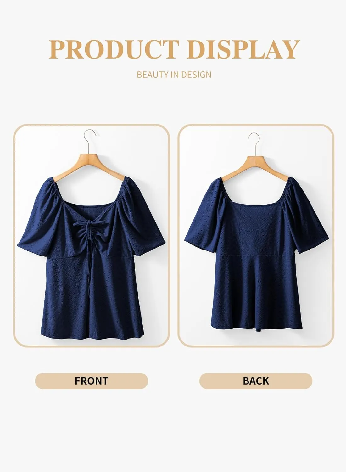 Eytino Womens Plus Size Tops Sweetheart Neck Short Sleeve Eyelet Embroidery Summer Loose Peplum Shirts(1X-5X)