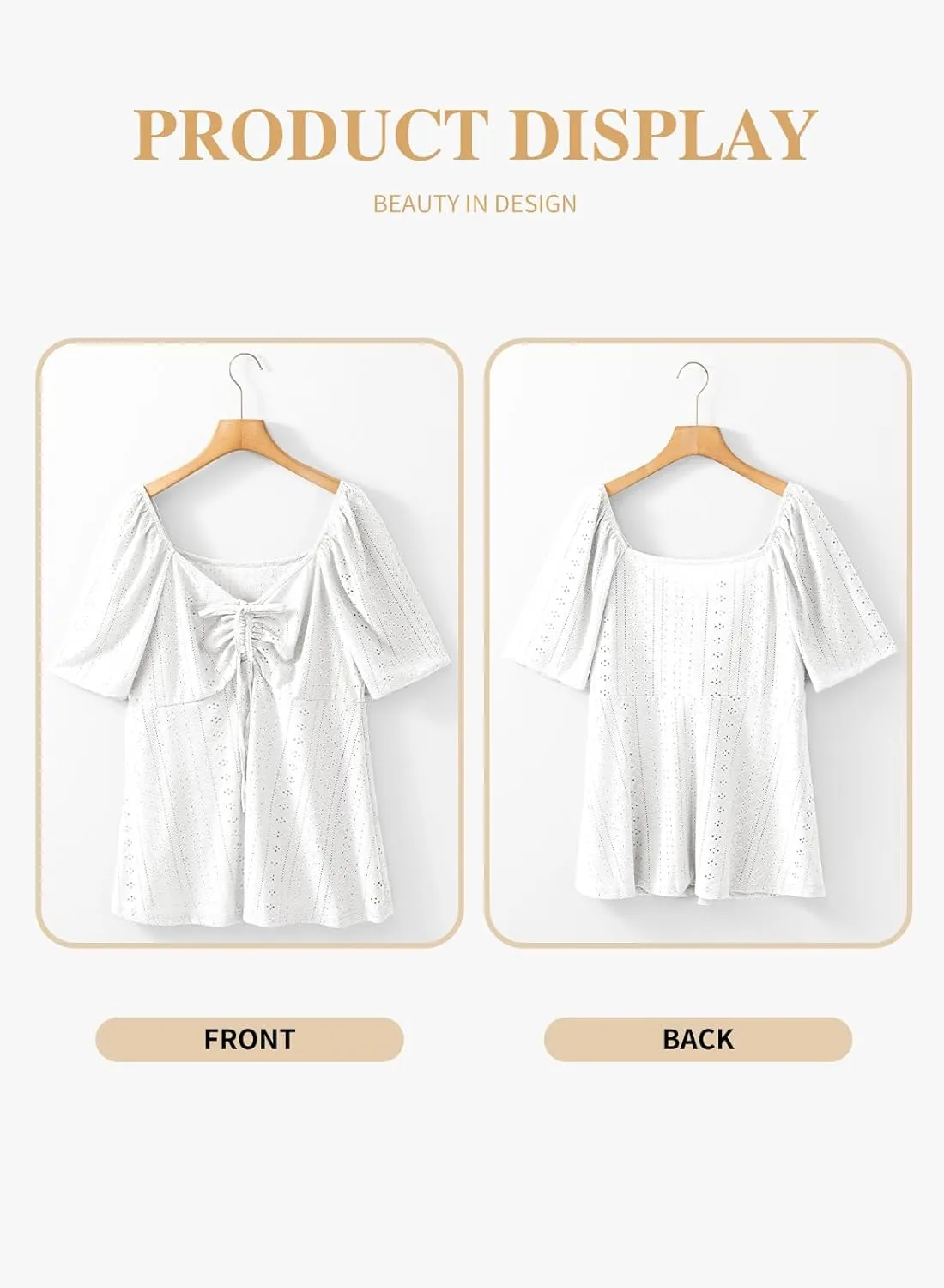 Eytino Womens Plus Size Tops Sweetheart Neck Short Sleeve Eyelet Embroidery Summer Loose Peplum Shirts(1X-5X)