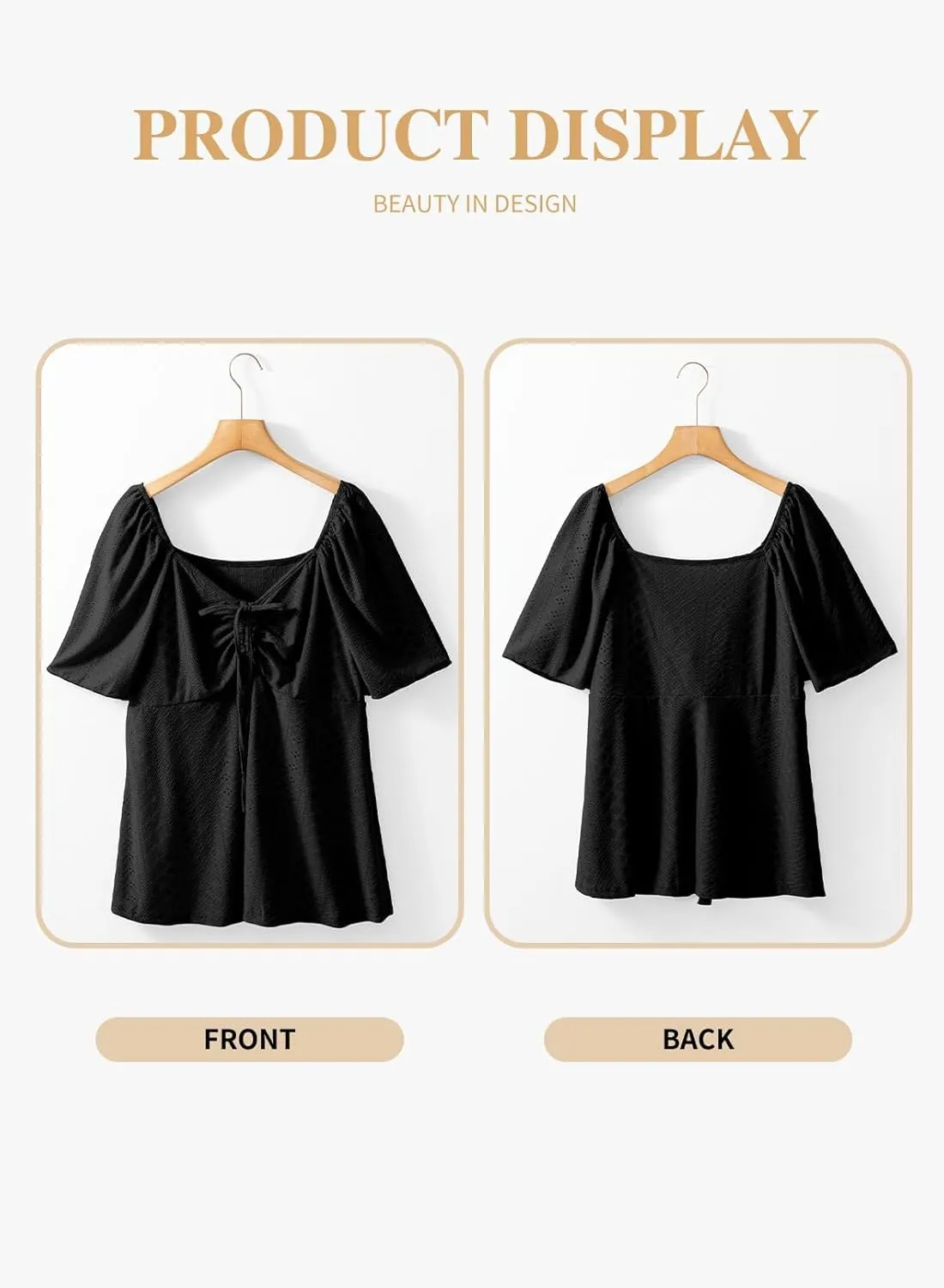 Eytino Womens Plus Size Tops Sweetheart Neck Short Sleeve Eyelet Embroidery Summer Loose Peplum Shirts(1X-5X)
