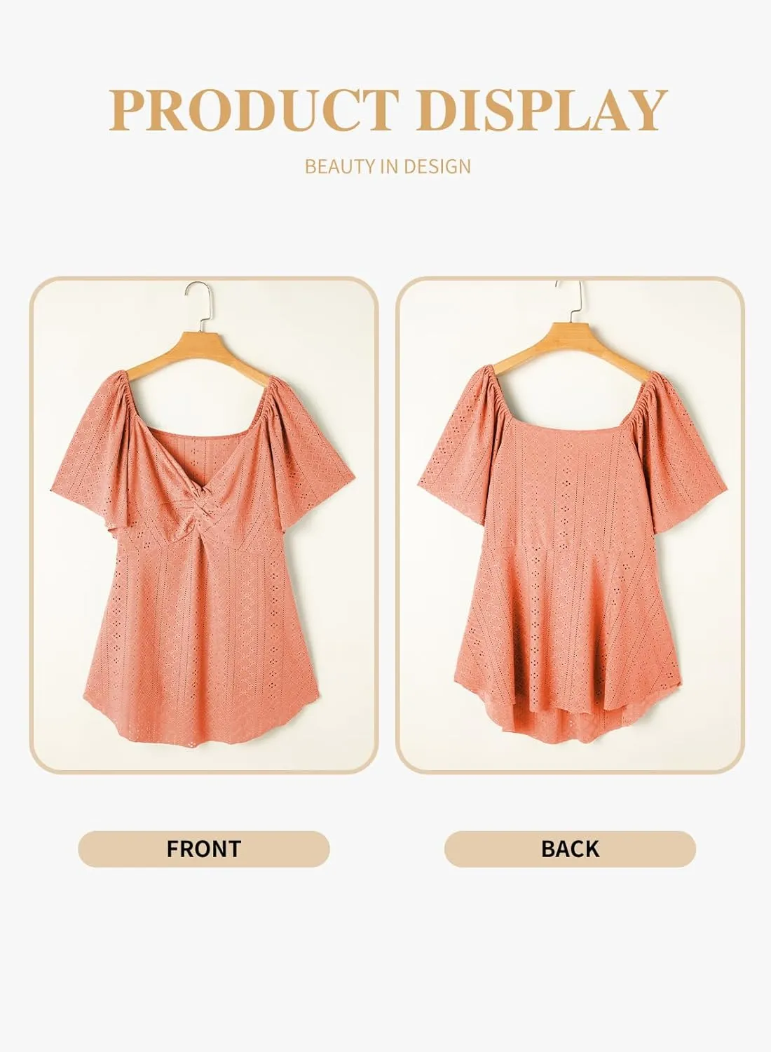 Eytino Womens Plus Size Tops Twist Front V Neck Short Sleeve Eyelet Embroidery Summer Loose Blouse Shirts(1X-5X)