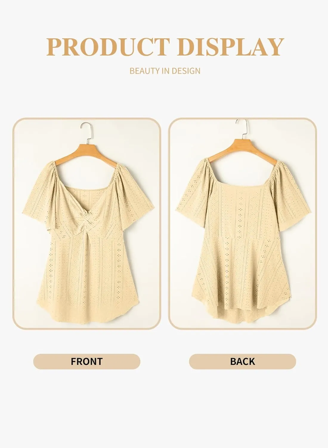 Eytino Womens Plus Size Tops Twist Front V Neck Short Sleeve Eyelet Embroidery Summer Loose Blouse Shirts(1X-5X)