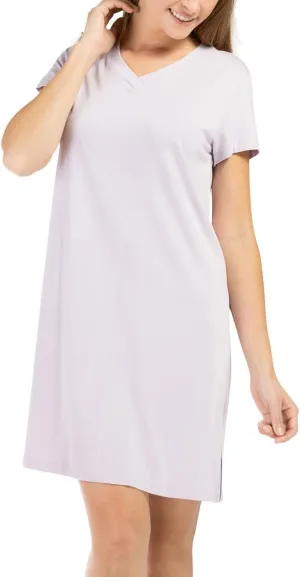 Fishers Finery Women's Organic Cotton and Rayon Blend Short Sleeve Sleep Dress Sleep Shirt