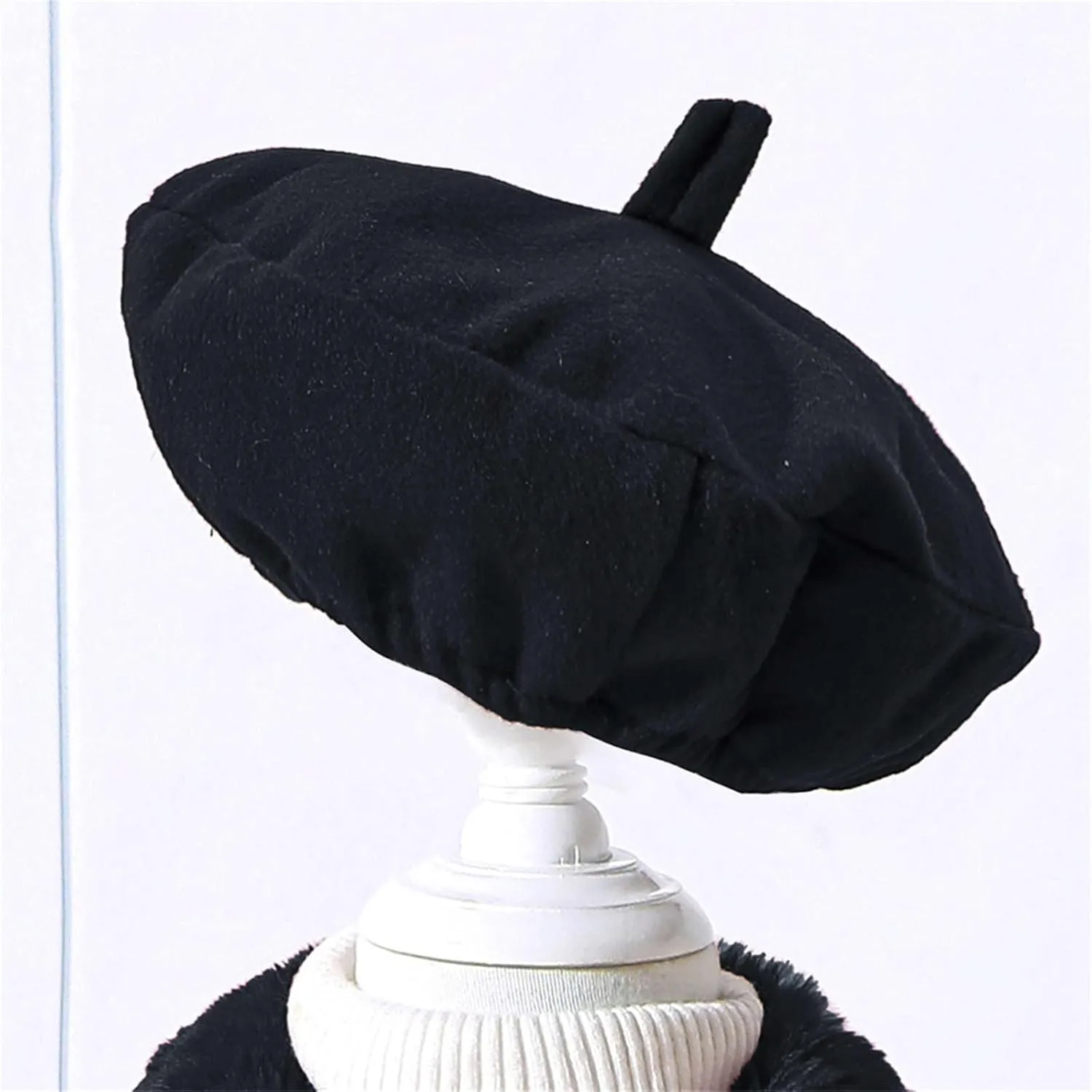 Girls Trench Coats Long Sleeve Furry Collar Warm Peacoat with Beret Hat Set for Casual Wear Toddler
