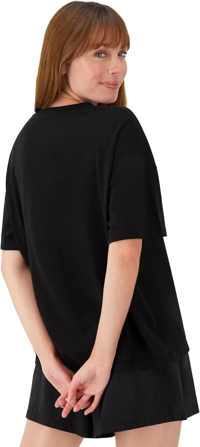 Hanes Women's Originals 2 Piece Lounge, Comfywear Supersoft Boxy T-Shirt & Sleep Shorts Loungewear Set