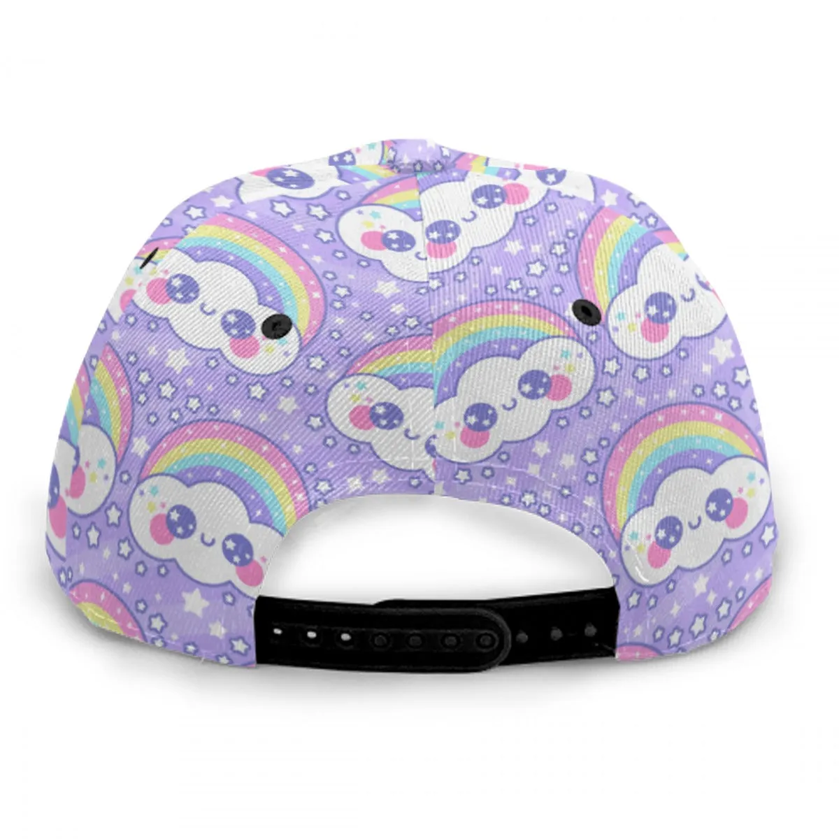 Happy Rainbow Cloud Purple Baseball Cap With Flat Brim