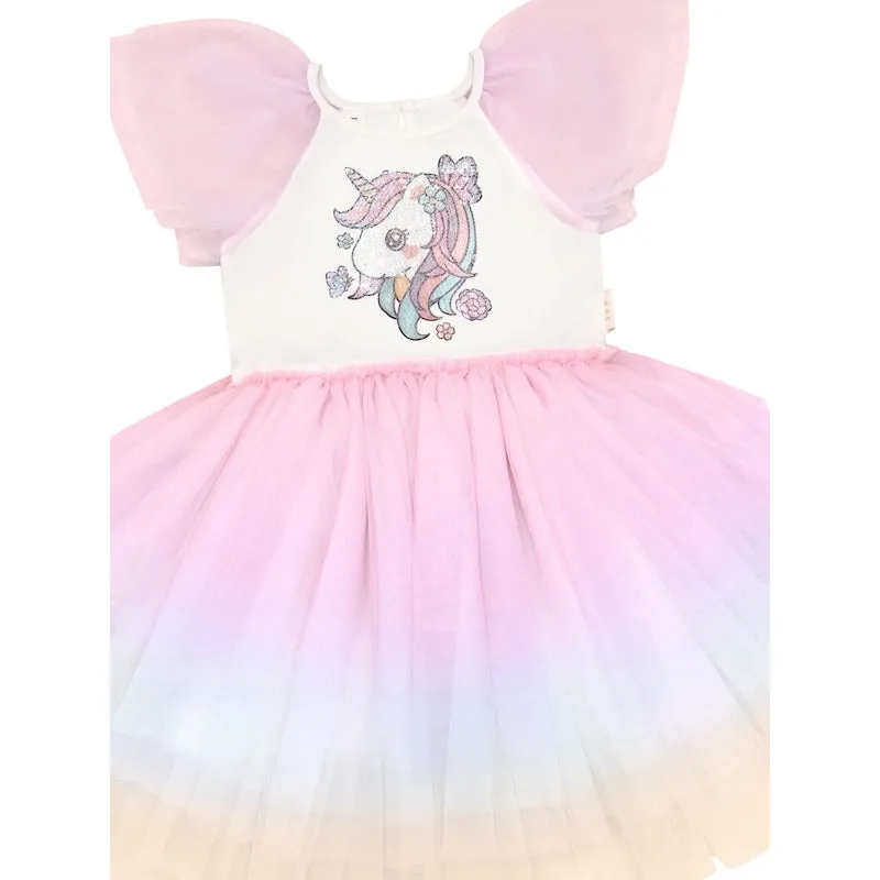 Huxbaby Unicorn Tiered Rainbow Party Dress