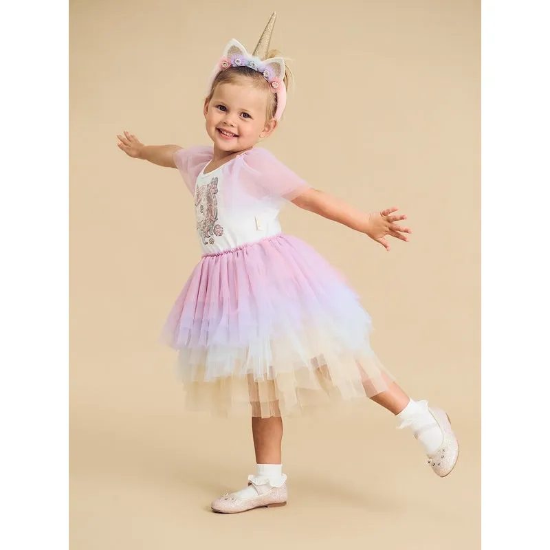 Huxbaby Unicorn Tiered Rainbow Party Dress