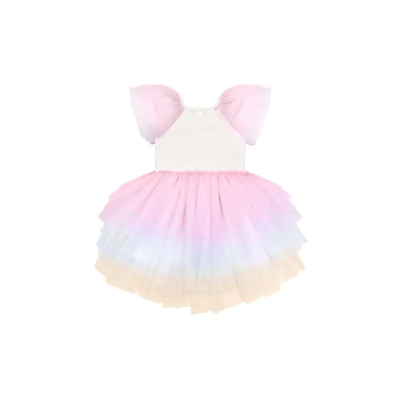 Huxbaby Unicorn Tiered Rainbow Party Dress