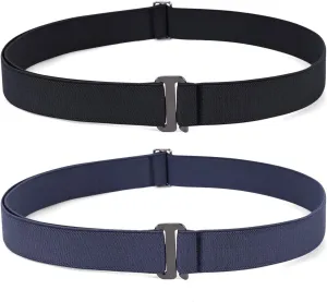 JASGOOD Women No Show Stretch Belt Elastic Web Strap Belt with Flat Buckle for Jeans Pants Dresses