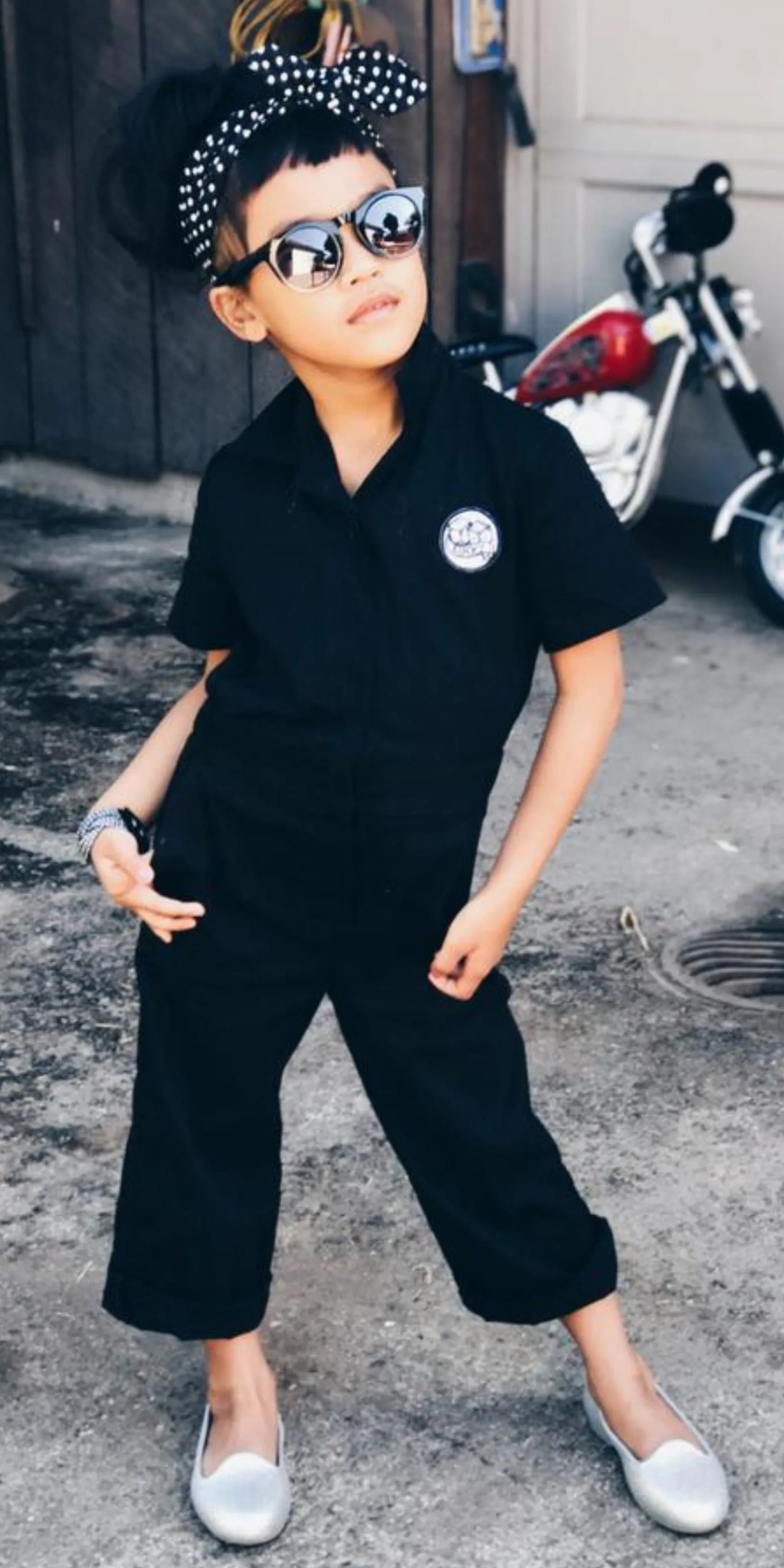Knuckleheads Girls Black Grease Monkey Coverall