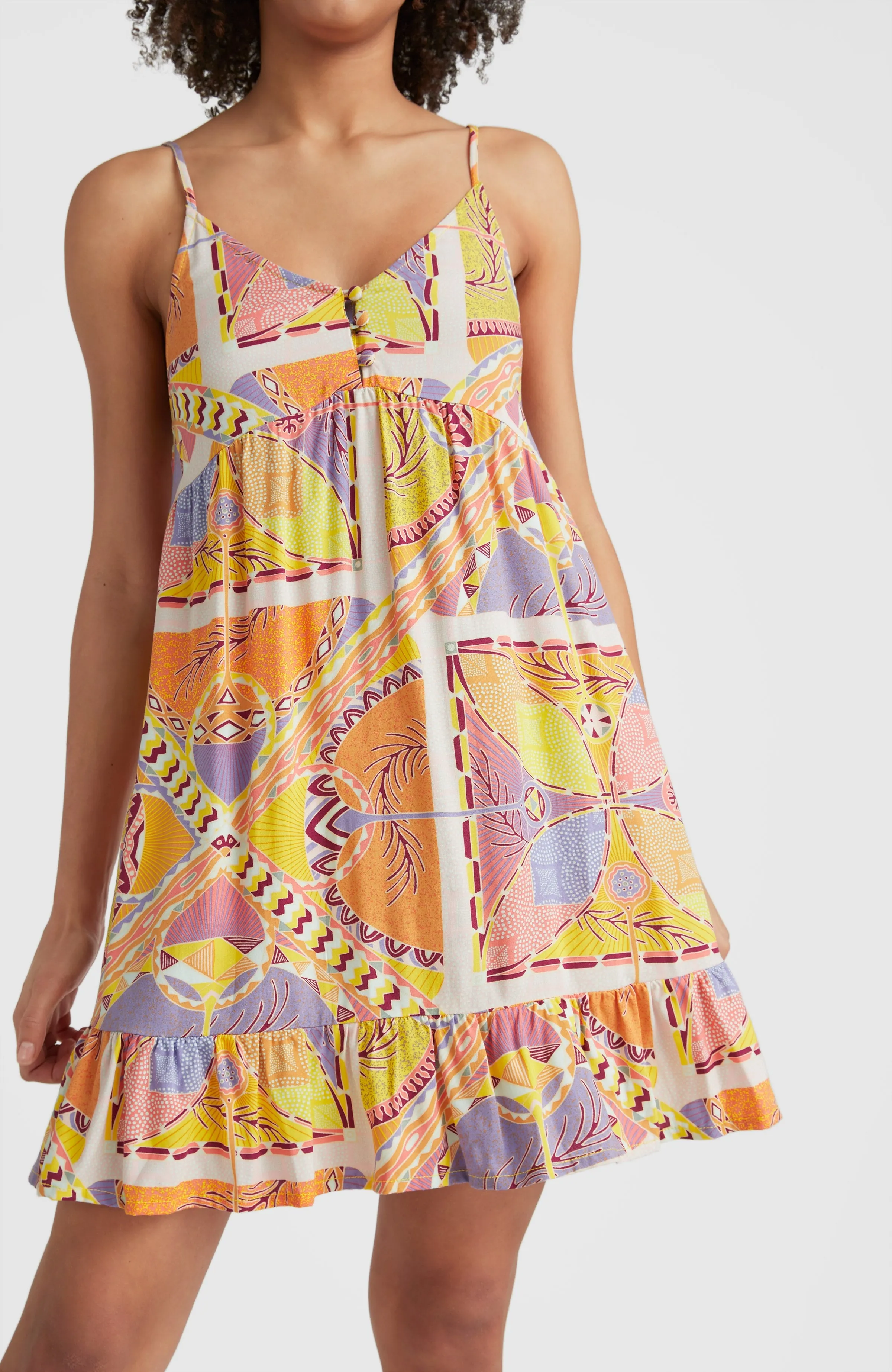 Malu Beach Dress | Yellow Scarf Print