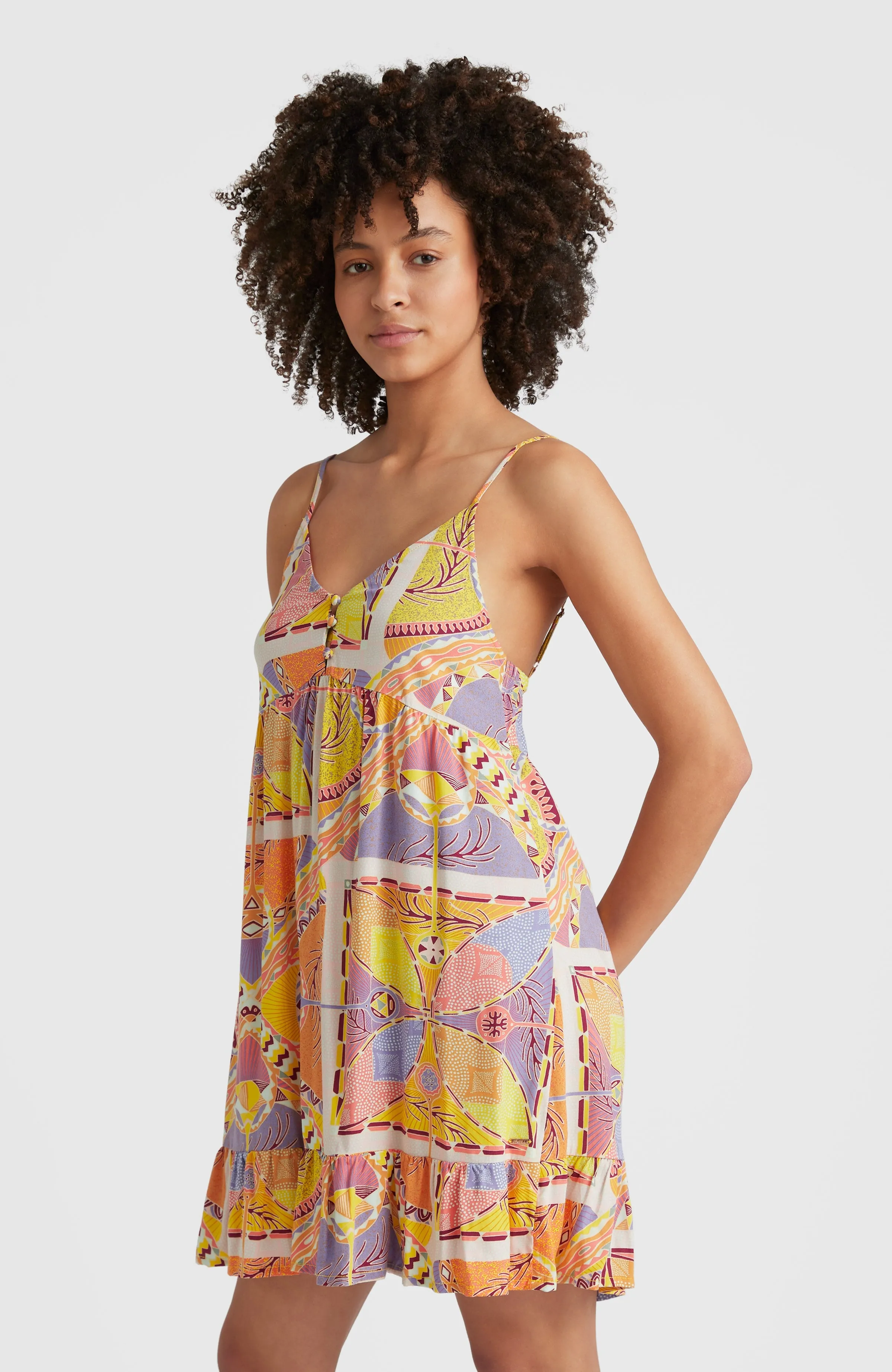 Malu Beach Dress | Yellow Scarf Print