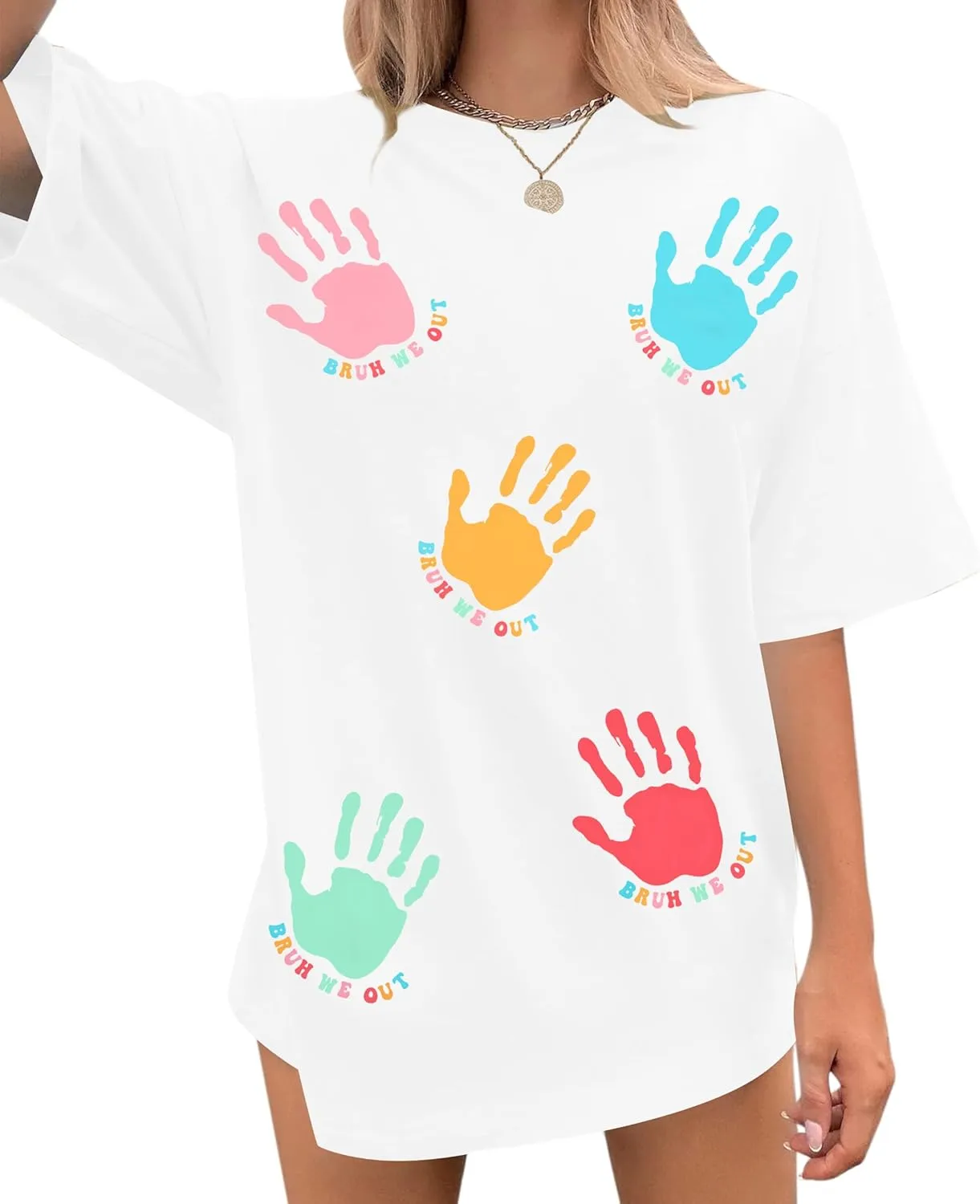 MYHALF Last Day of School Tshirt Oversized Teacher Life Shirt School Out Summer Shirt Happy Graduation Tee Appreciation Gift