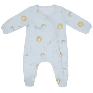 Personalised Lion Printed Baby Sleepsuit