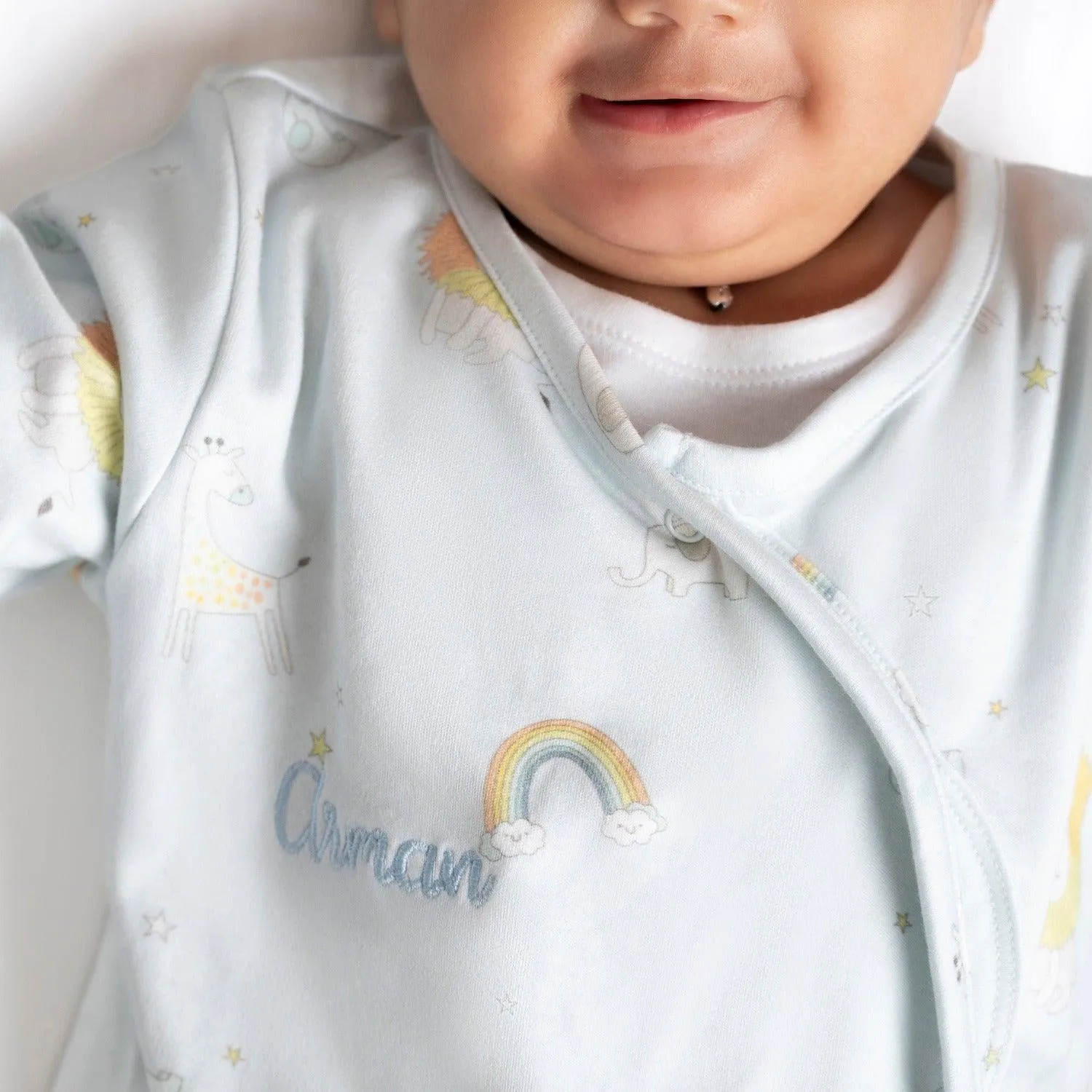 Personalised Lion Printed Baby Sleepsuit