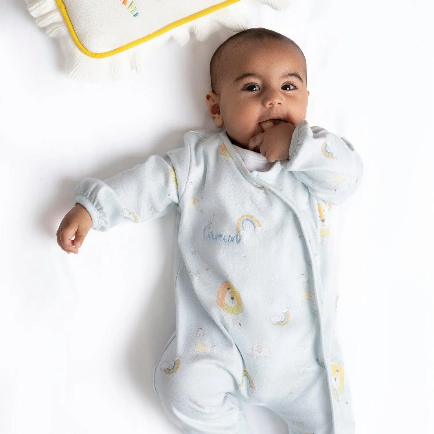 Personalised Lion Printed Baby Sleepsuit