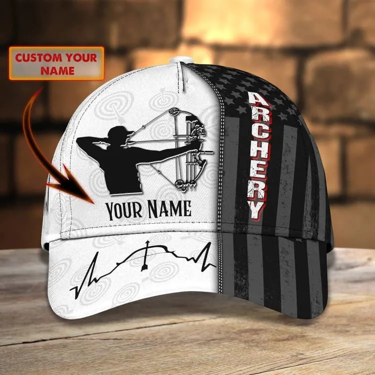 Personalized Aim Shoot Swear Repeat 3D Classic Cap for Archer, Funny Archery hat for Man