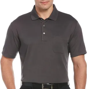 PGA TOUR Men's Short Sleeve Airflux Solid Polo Shirt with Pocket