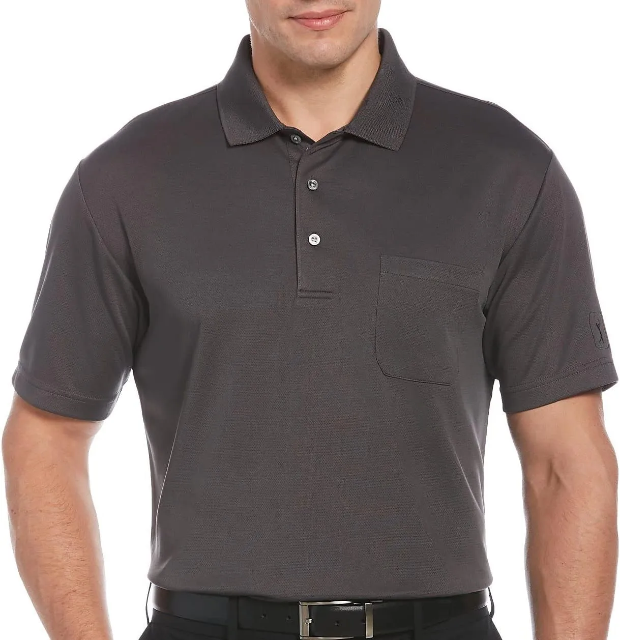 PGA TOUR Men's Short Sleeve Airflux Solid Polo Shirt with Pocket