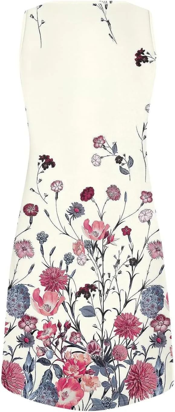Summer Dresses for Women V-Neck Sundresses Sleeveless Loose Sleep Dress Beach Tank Dress Floral Casual T Shirt Dresses