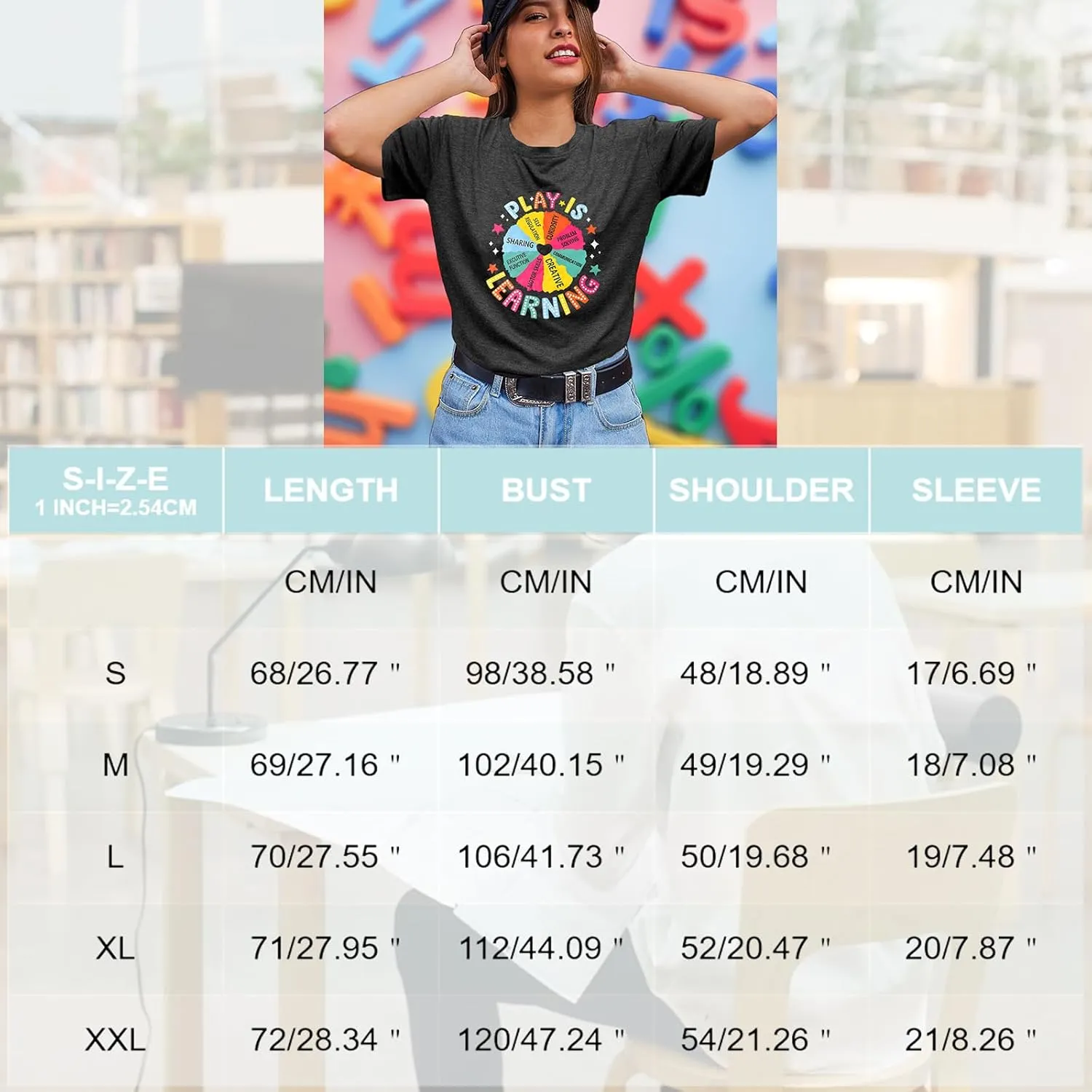 Teacher Shirts for Women Play is Learning Kindergarten Teacher T-Shirt Cute Preschool Teaching Life Tee Tops