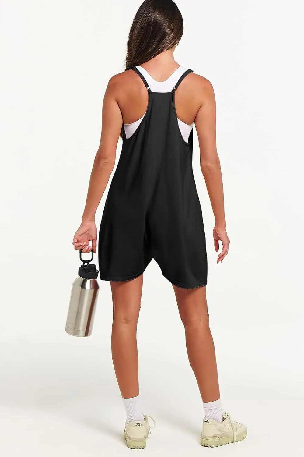 Women's Overall Shorts Rompers Sleeveless Spaghetti Strap Baggy Overalls Jumpers High Elasticity and Loose Fitting