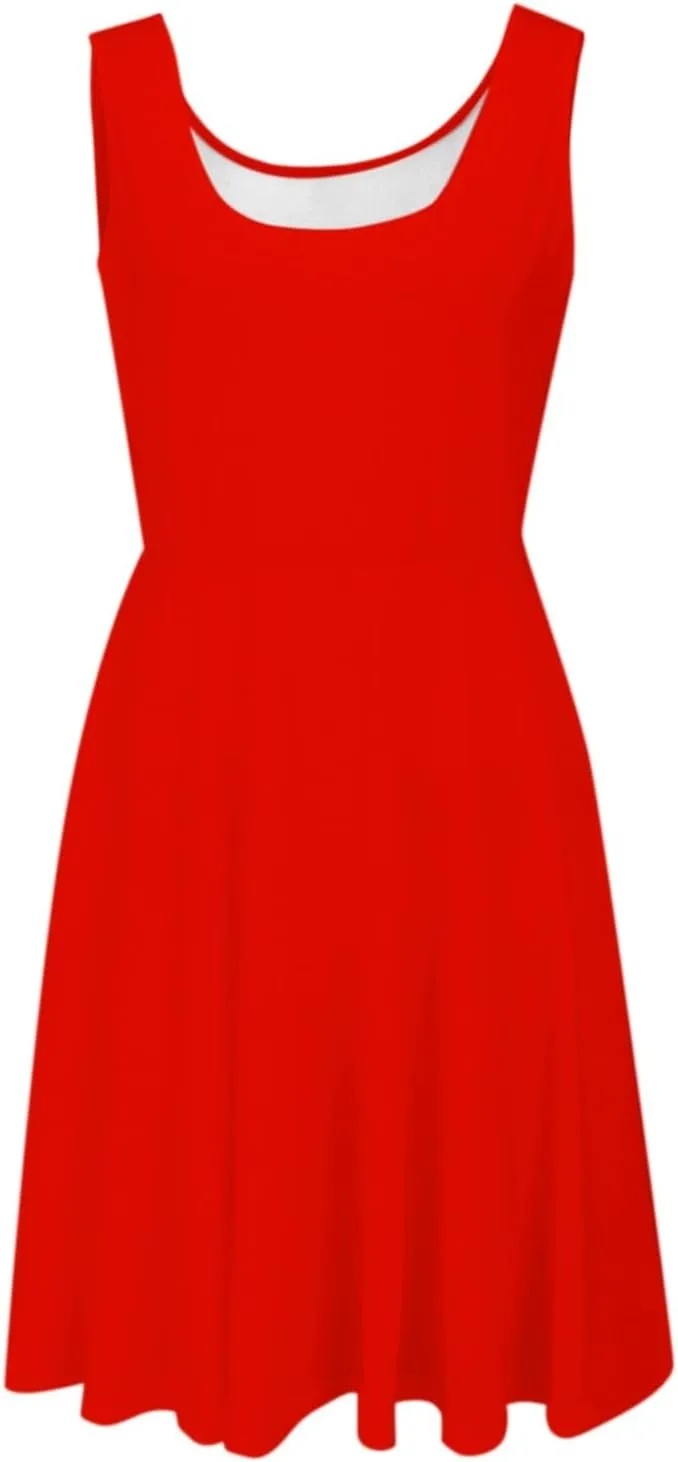 Women's Summer Dresses Scoop Neck Sleeveless A-Line Ribbed Knit Above Knee Tank Dress